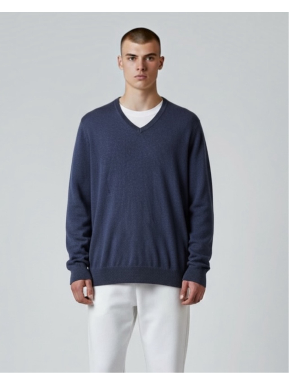 Men's Saks Fifth Avenue V-Neck Cashmere Sweater Blue XL NWT